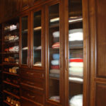 Traditional Elegance in Brown Pearwood Wood Stain - Reeded Glass