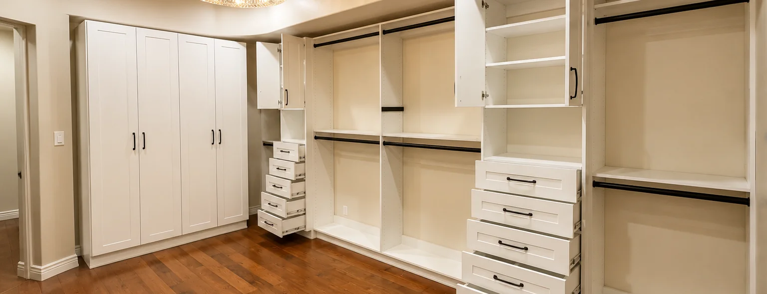Closet Trends hero photo 5 - empty white closet with chandelier